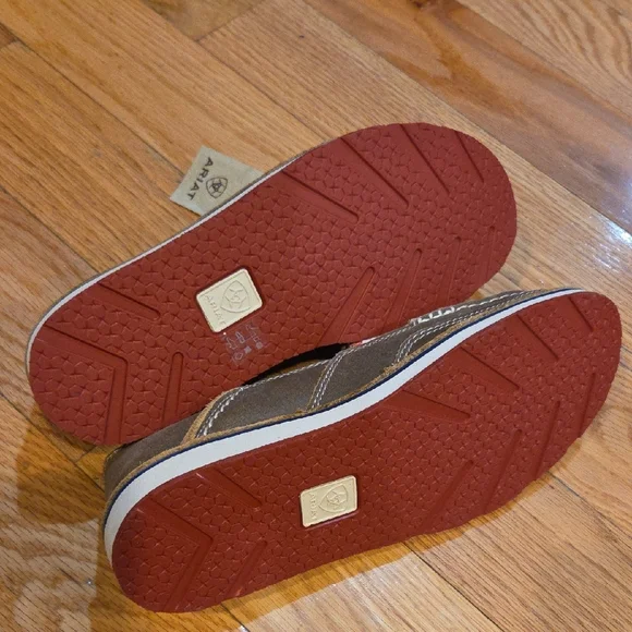 Ariat Brown and Red Moccasins with Patriotic Design - Picture 6 of 7